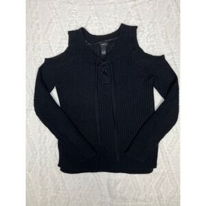 Rue 21 Black Cold Shoulder Lace Up Sweater Size S‎